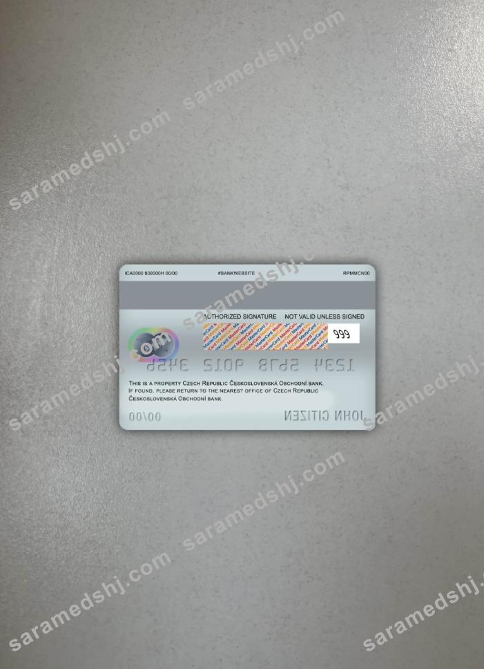 Czech republic ceskoslovenská obchodní bank master debit card photolook back